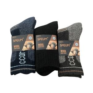 Men's Wool Warm Socks - Black, Blue, Gray